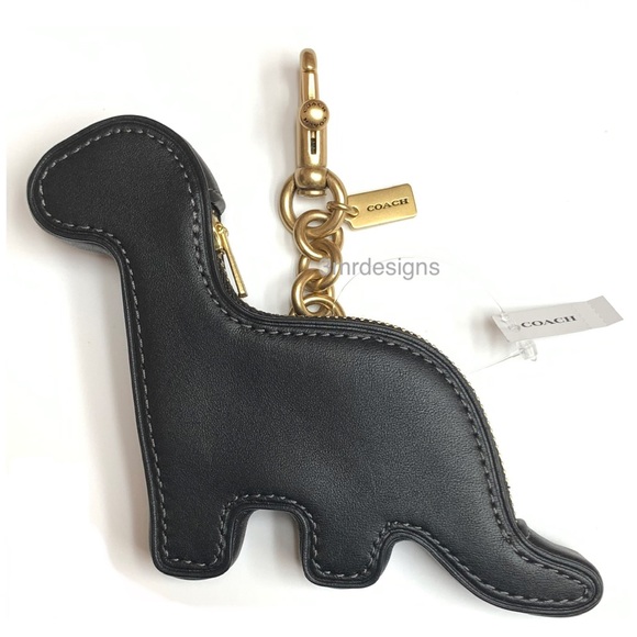 NWT COACH DINO Soft Black Glovetanned Leather With Brass Coin Purse/Keychain - Picture 6 of 11